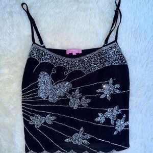 Edikted Opal Bead & Sequin Chiffon Tank Top NWOT Medium